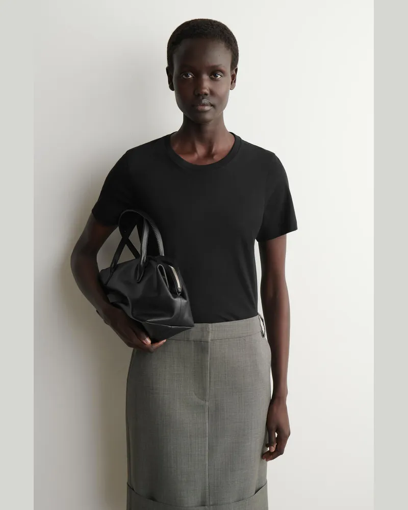 COS Baumwoll-T-Shirt Mit Rundhalsausschnitt Schwarz