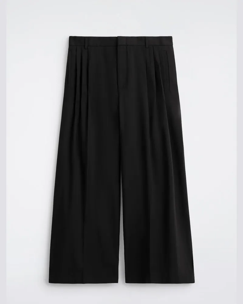 COS Wollhose Mit Weitem Bein Und Falten Schwarz