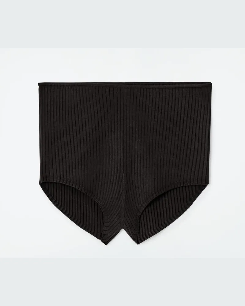 COS Gerippte Micro-Shorts Aus Seide Braun