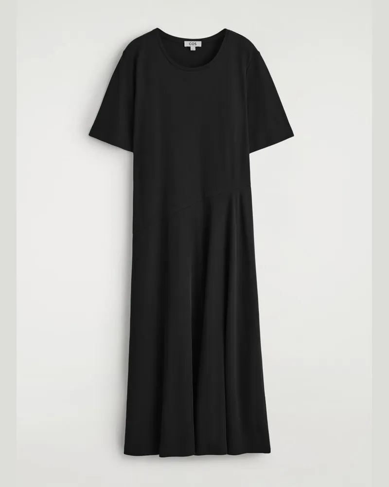 COS Drapiertes Midikleid Aus Baumwolle Schwarz