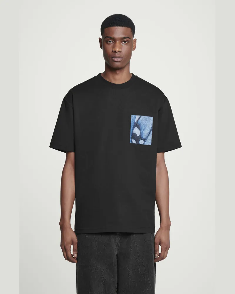 COS Oversized-T-Shirt Mit Jacquard-Aufnäher Schwarz