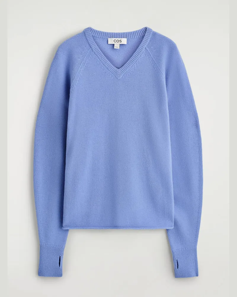 COS Pullover Aus Merinowolle Mit V-Ausschnitt Blau