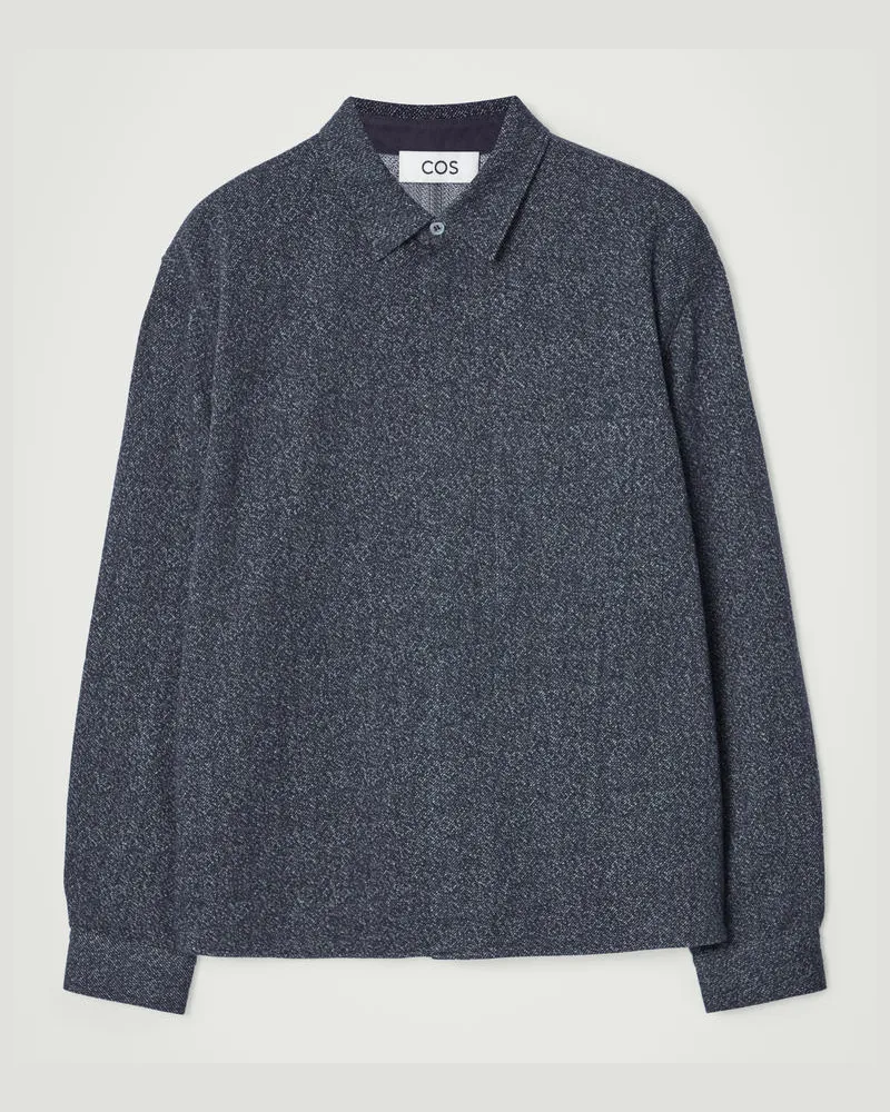 COS Strukturierte Oversized-Hemdjacke Aus Baumwolle Blau
