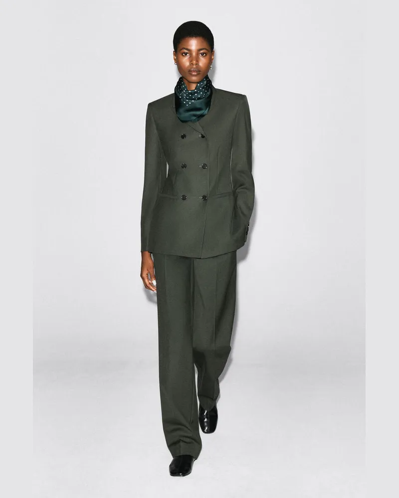 COS Doppelreihiger Blazer Aus Woll-Mix Grün