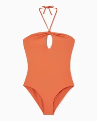 COS Neckholder-Badeanzug Aus Scuba Mit Cut-Outs Orange