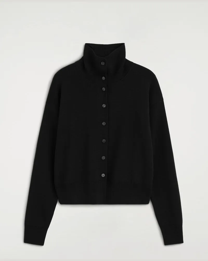 COS Strickjacke Aus Merinowolle Mit Trichterkragen Schwarz