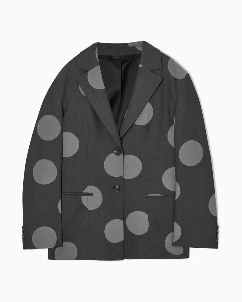 COS Oversized-Blazer Aus Woll-Mix Mit Polka-Dots Grau