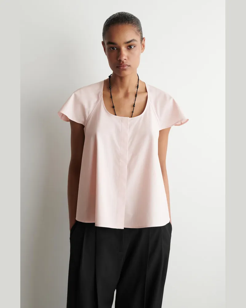 COS Baumwollbluse Mit Ausgestellten Ärmeln Rosa