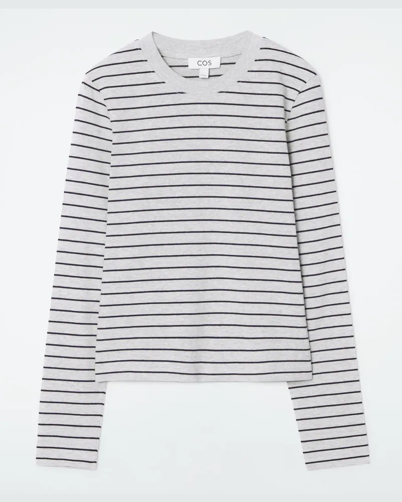 COS Schlichtes Langarmshirt Mit Normaler Passform Grau