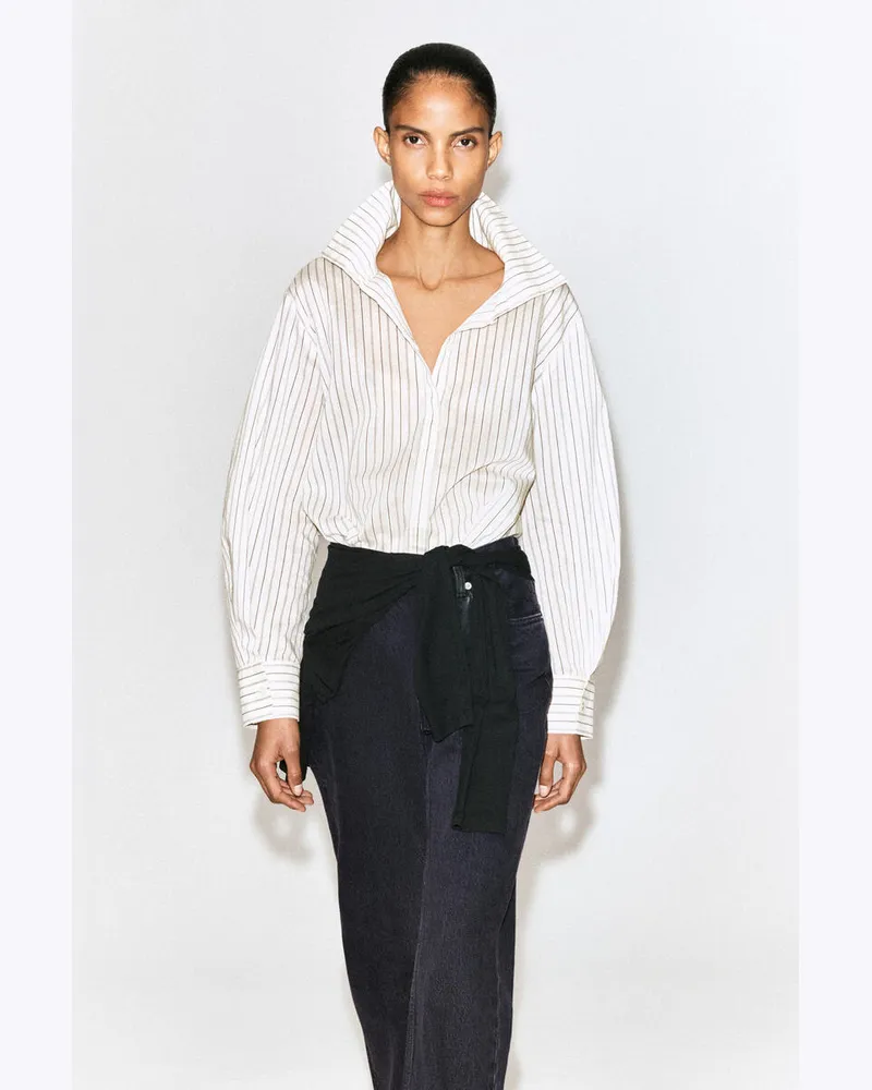 COS Hemd Aus Baumwoll-Seiden-Mix Mit Hohem Kragen Beige
