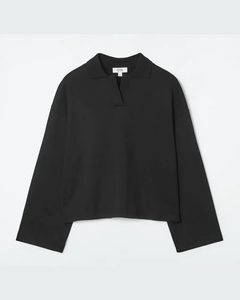 COS Rugbyhemd Aus Jersey Schwarz