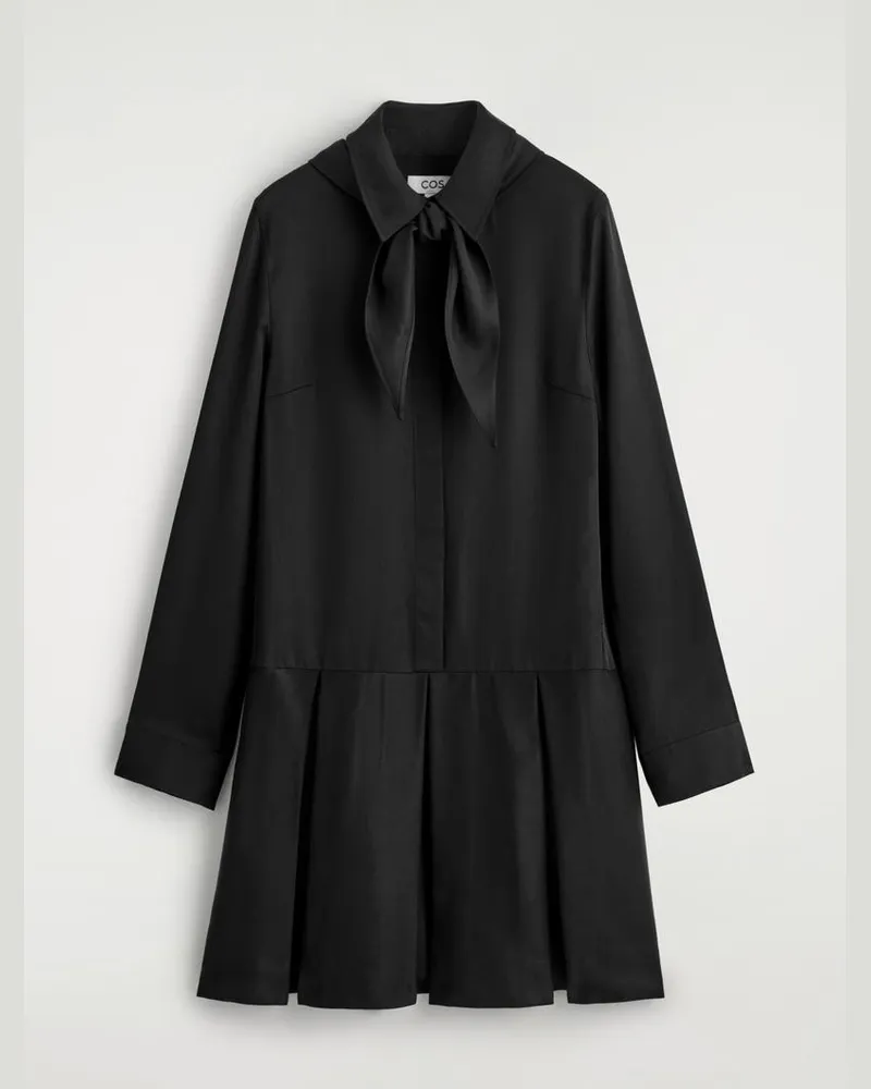 COS Scarf-Detail Dropped-Waist Mini Dress Schwarz
