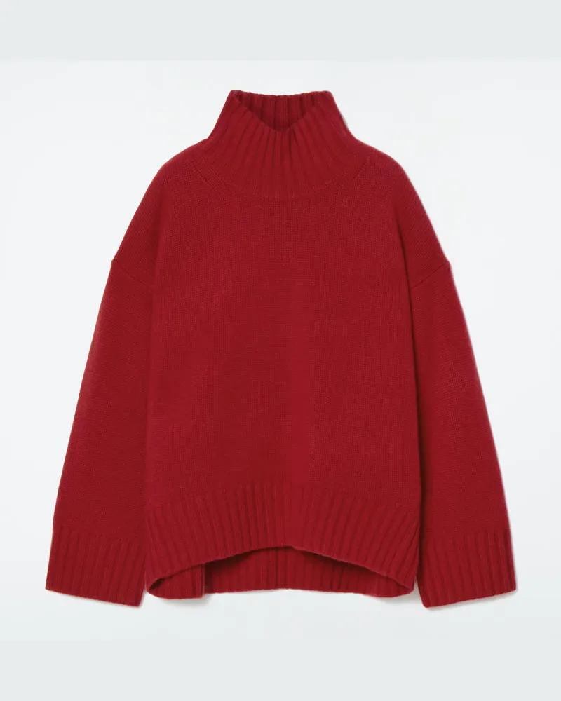 COS Grobstrickpullover Aus Kaschmir Mit Rollkragen Rot