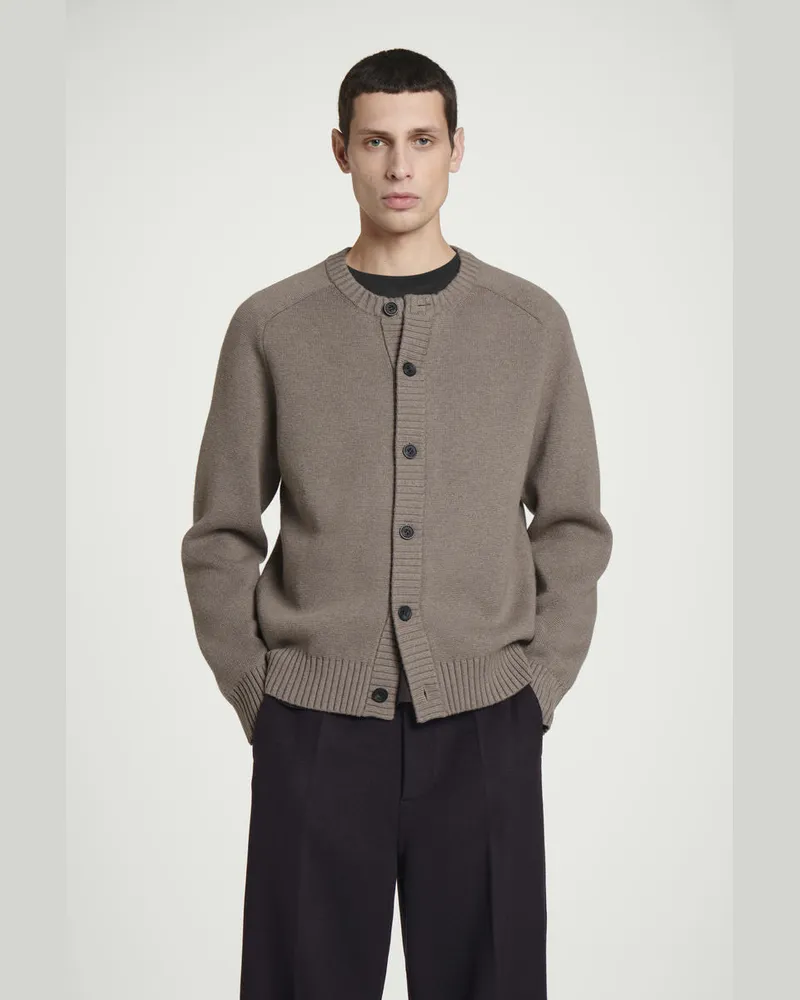 COS Strickjacke Aus Woll-Mix Mit Rundhalsausschnitt Grau