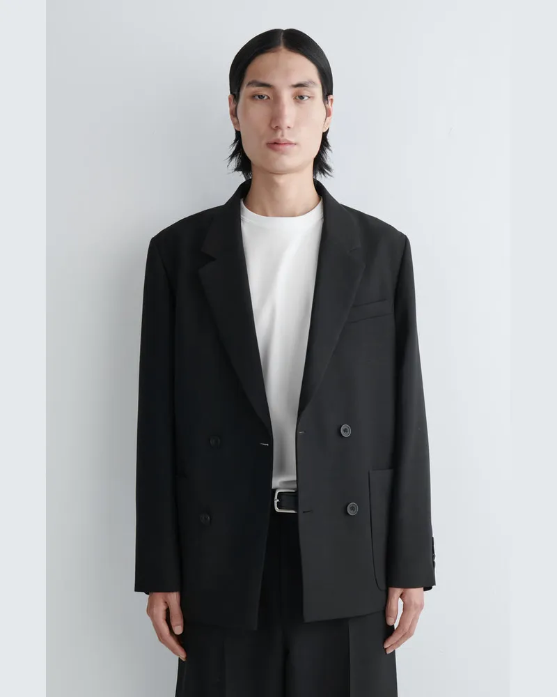COS Unstrukturierter Blazer Aus Woll-Mix Schwarz