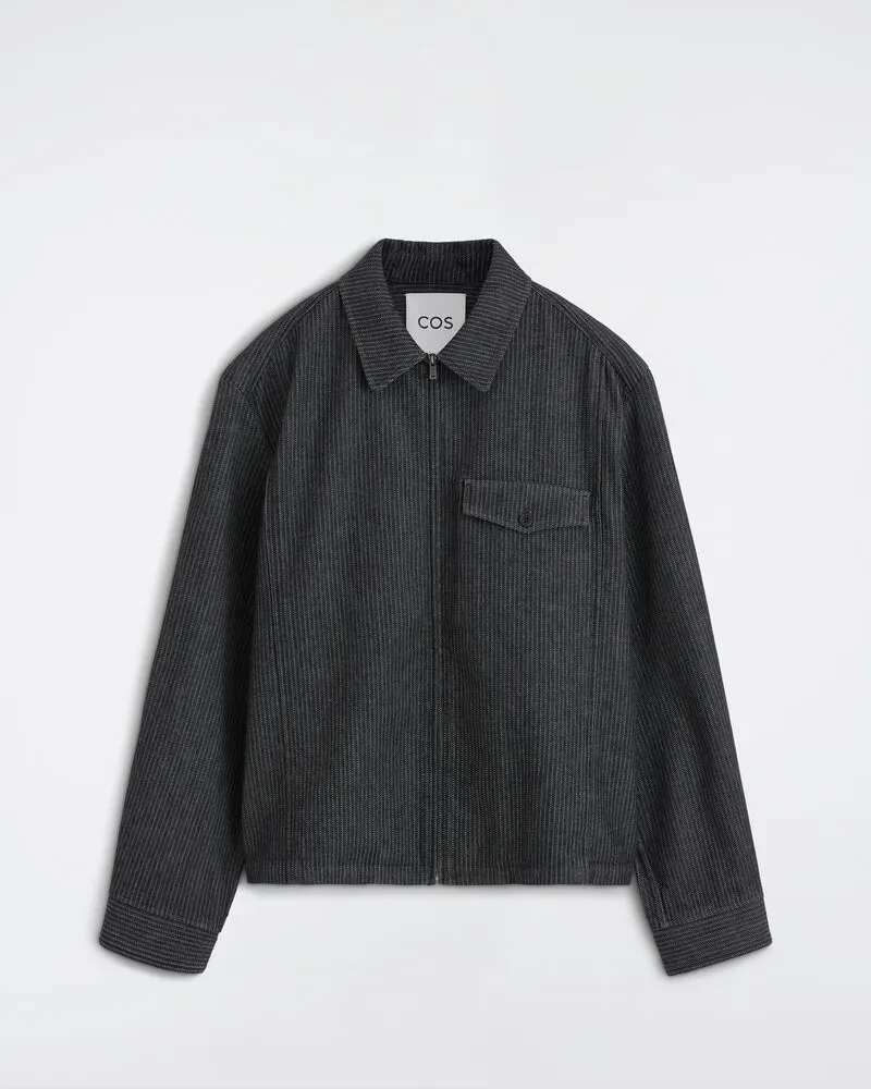COS Hemdjacke Aus Denim Mit Nadelstreifen Schwarz