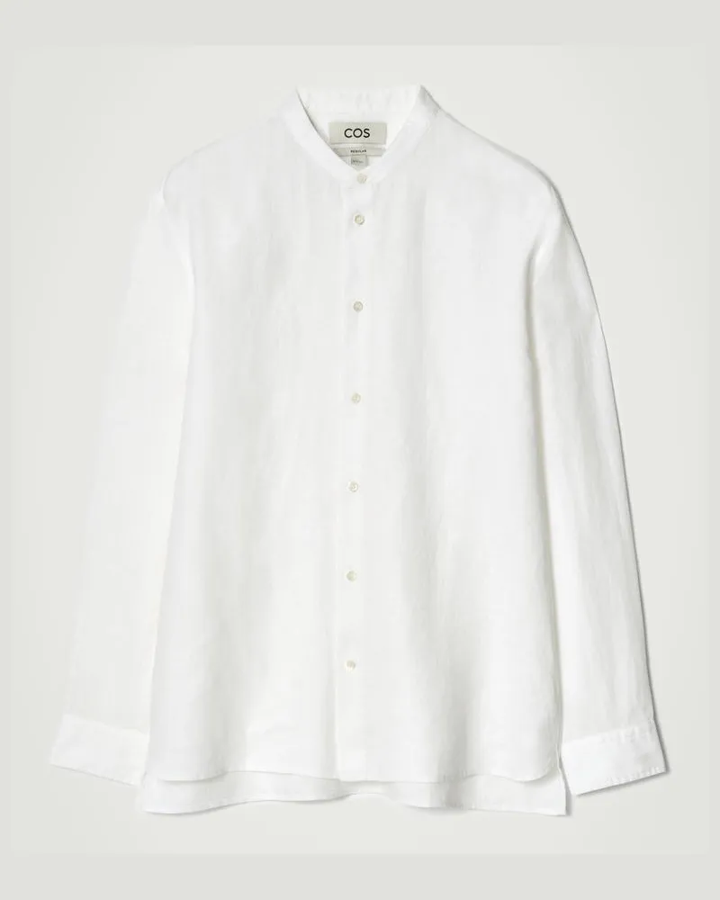 COS Leinenhemd Mit Grandad-Kragen Weiß
