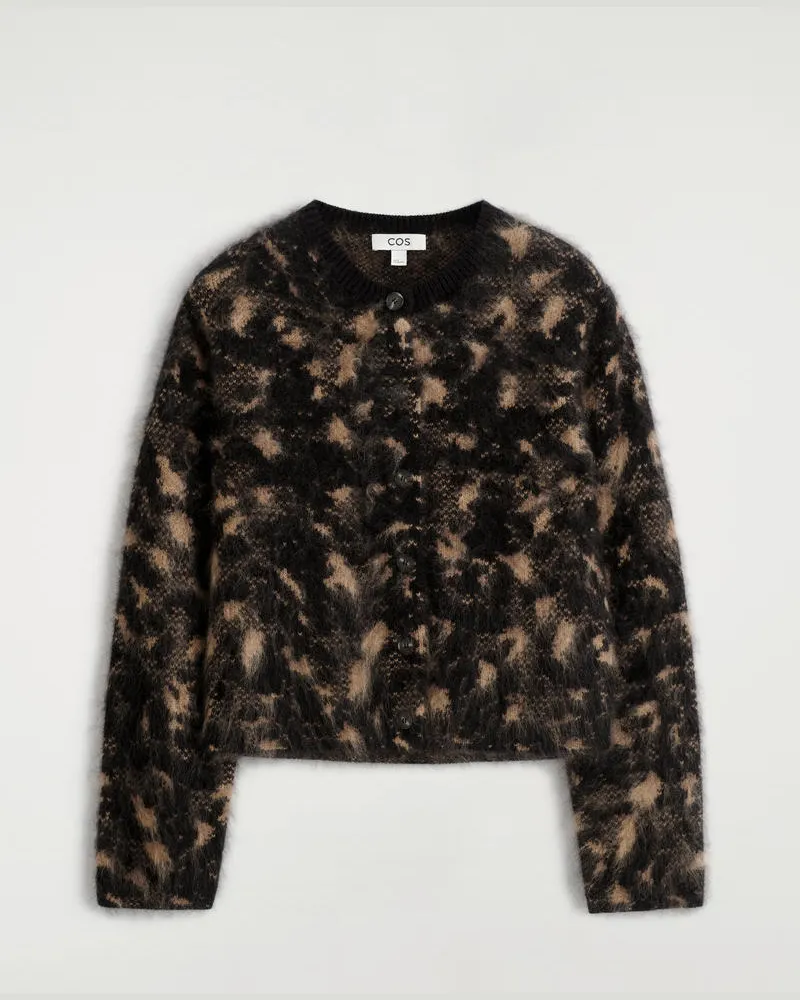 COS Strickjacke Aus Merinowolle Mit Jacquard-Motiv Schwarz