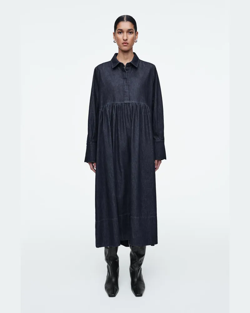 COS Oversized-Jeans-Blusenkleid Blau