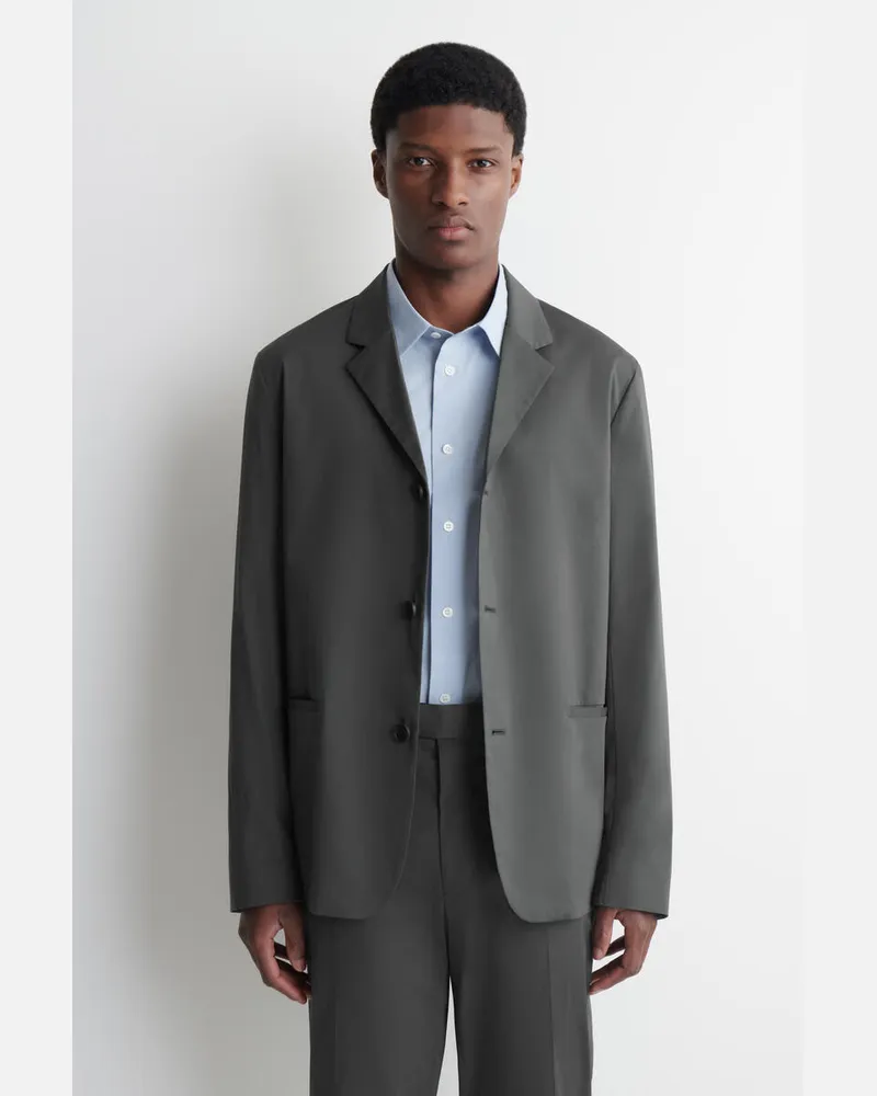COS Schmal Geschnittener Blazer Aus Baumwolle Grau