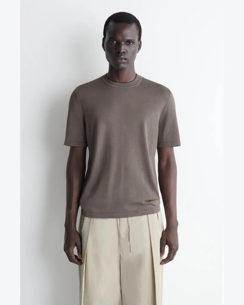 COS T-Shirt Aus Seiden-Baumwoll-Mix Beige