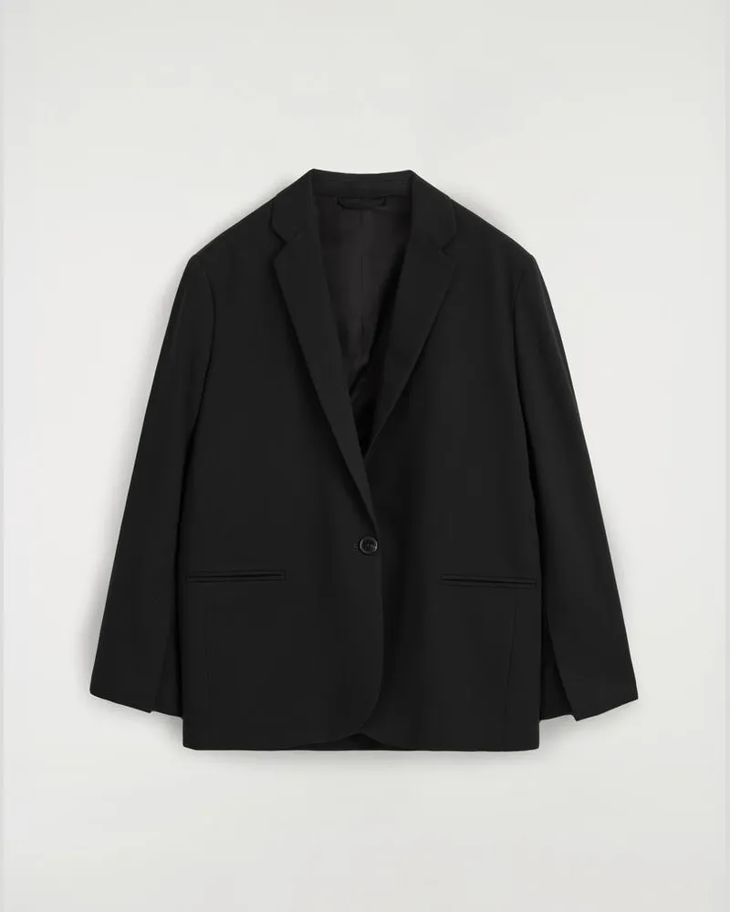 COS Einreihiger Blazer Aus Twill Schwarz