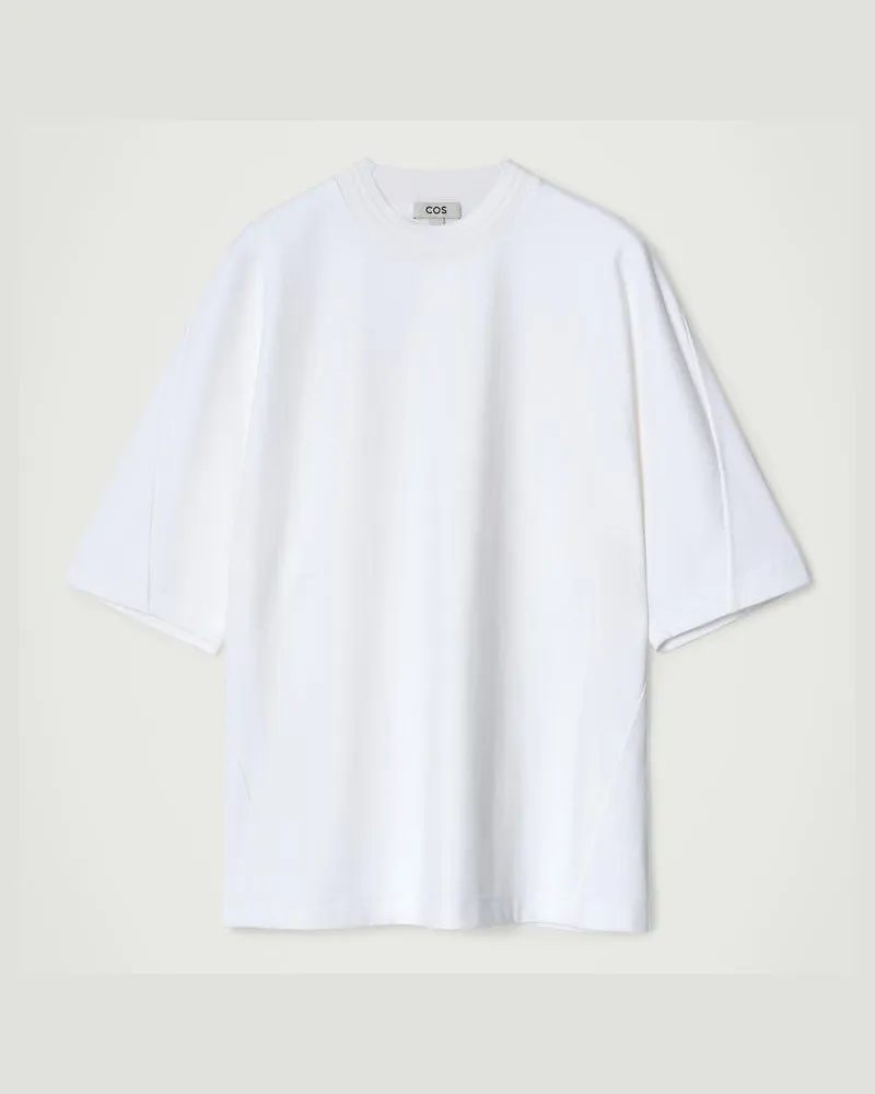 COS Gewichtiges Oversized-T-Shirt Mit Kragen Weiß