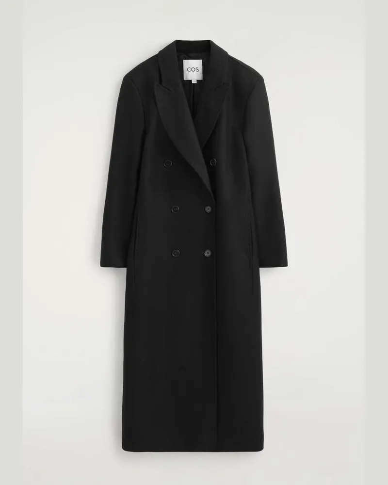COS Eleganter Doppelreihiger Mantel Aus Woll-Mix Schwarz