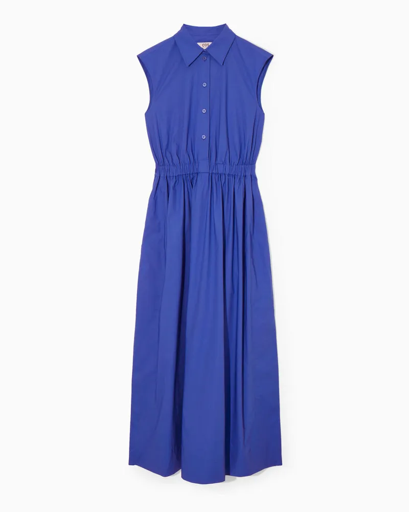 COS Ärmelloses Hemdkleid In Midilänge Blau