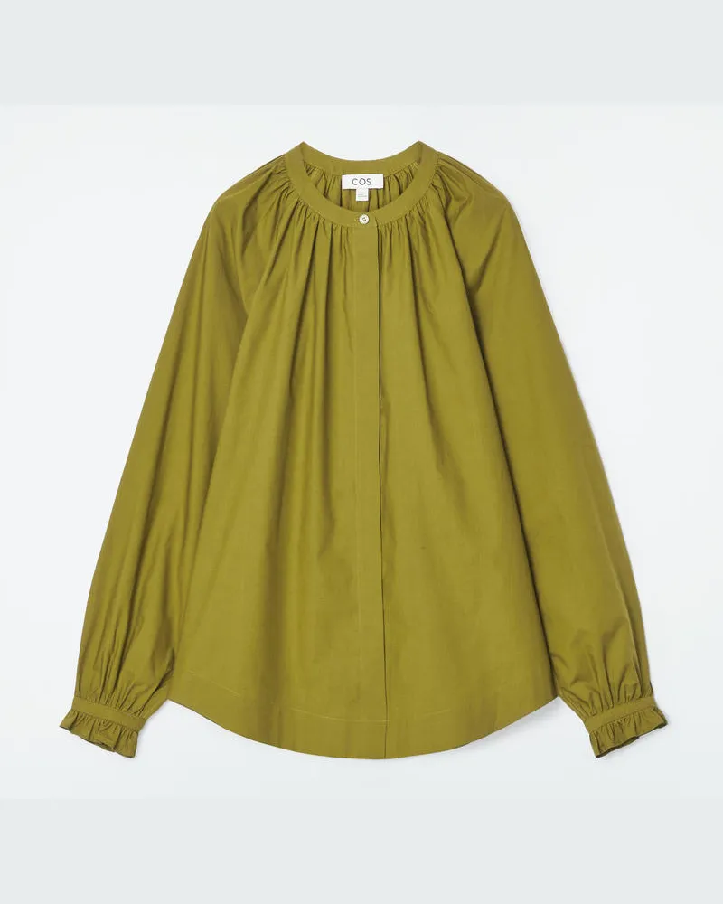 COS Bluse Mit Gerafften Ärmelabschlüssen Grün