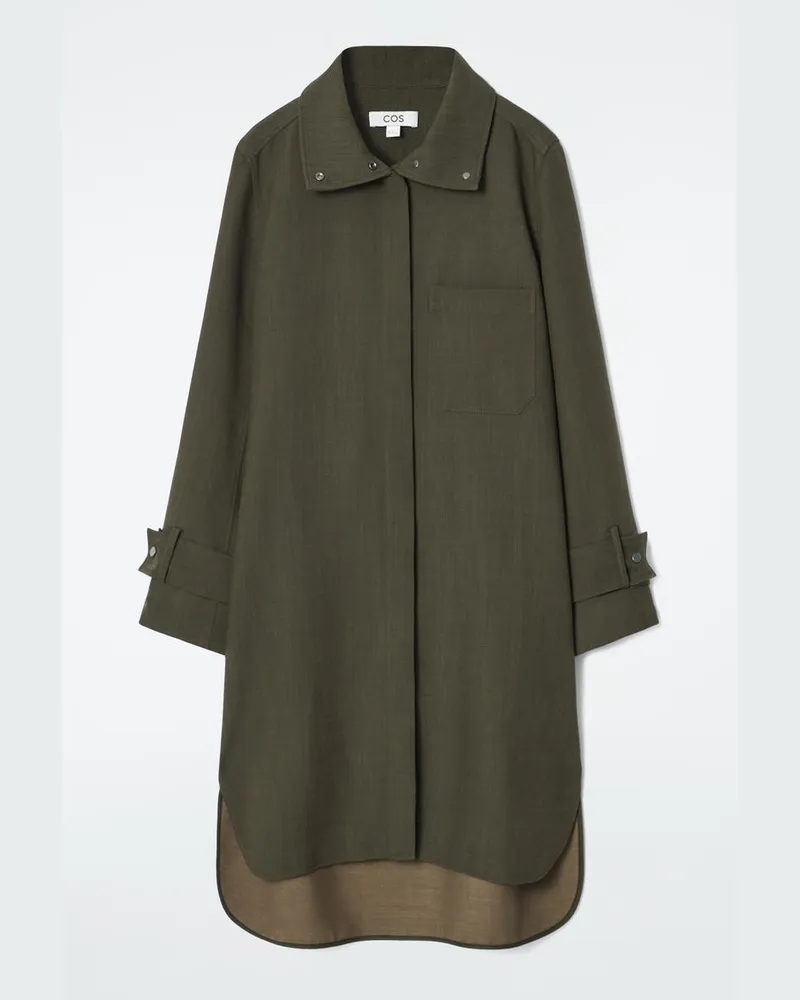 COS Oversized-Hemdkleid Aus Woll-Mix Braun