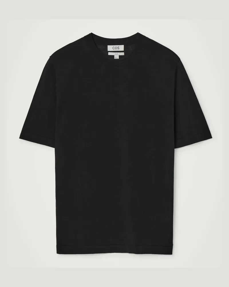 COS Schmal Geschnittenes T-Shirt Aus Seide Schwarz