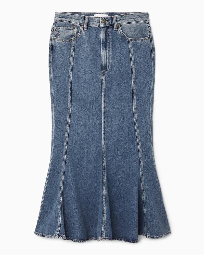 COS Ausgestellter Jeansrock Aus Mehreren Bahnen Blau