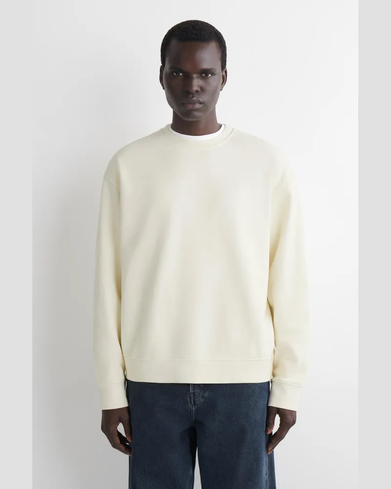 COS Sweatshirt Aus Vorgewaschener Baumwolle Weiß