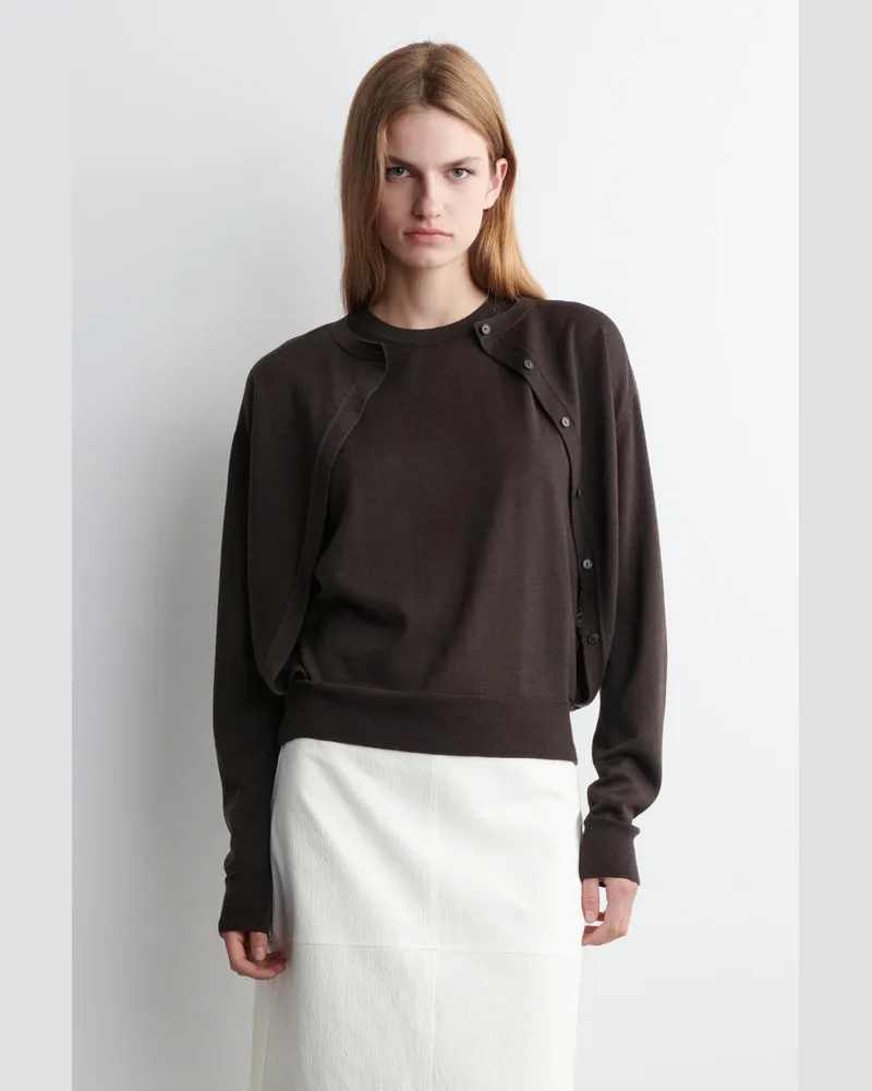 COS Mehrlagige Strickjacke Aus Merinowolle Braun