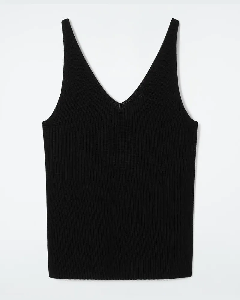 COS Tanktop Aus Rippstrick Schwarz