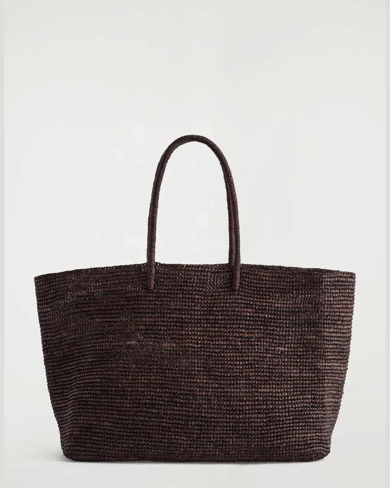 COS Handgewebte Oversized-Tote Bag - Bast Braun