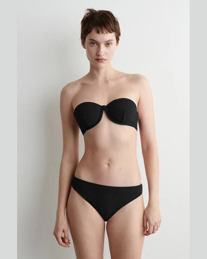 COS Geripptes Neckholder-Bikinioberteil Mit Bügeln Schwarz