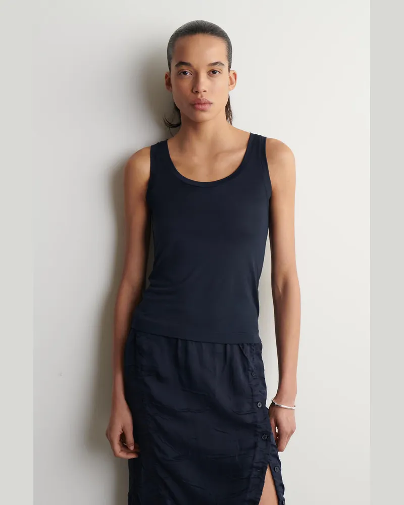 COS Tanktop Aus Seiden-Jersey Mit Tiefem Ausschnitt Blau