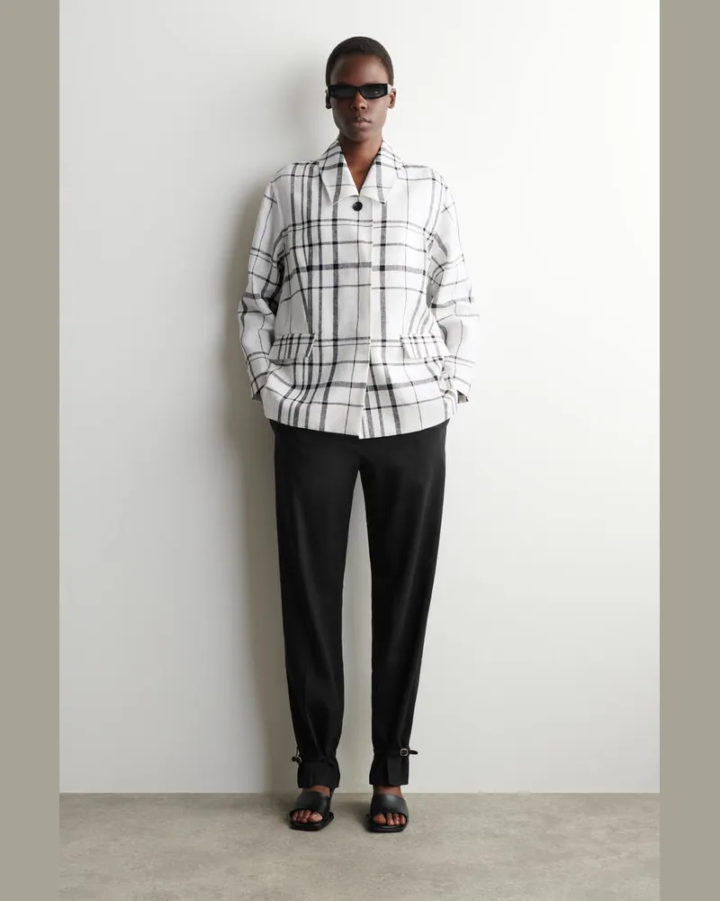 COS Karierte Jacke Aus Leinen Weiß