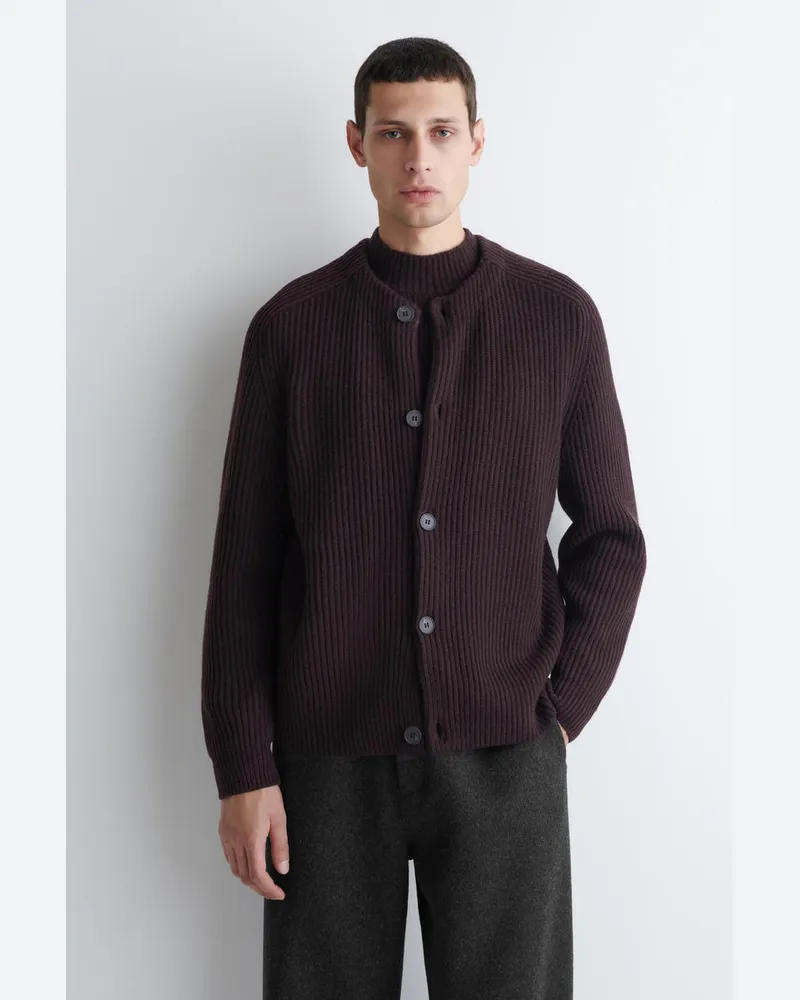 COS Strickjacke Aus Wolle Mit Rundhalsausschnitt Rot