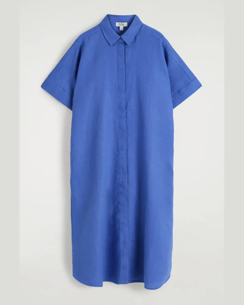 COS Hemdkleid Aus Leinen In Midilänge Blau