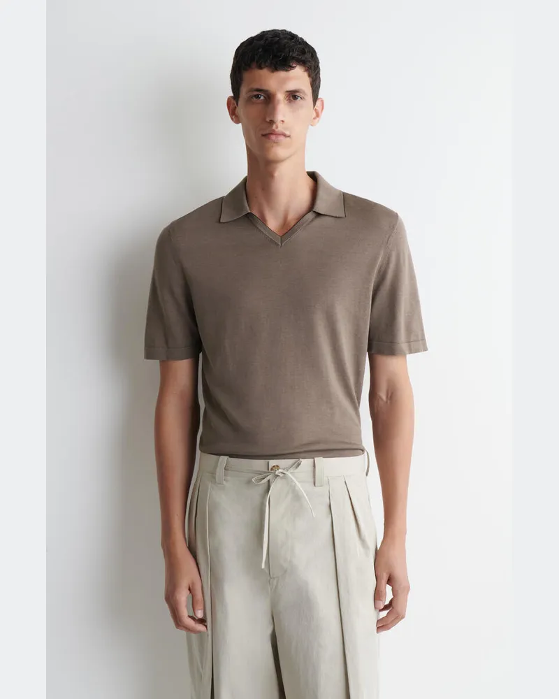 COS Poloshirt Aus Seiden-Baumwoll-Mix Braun