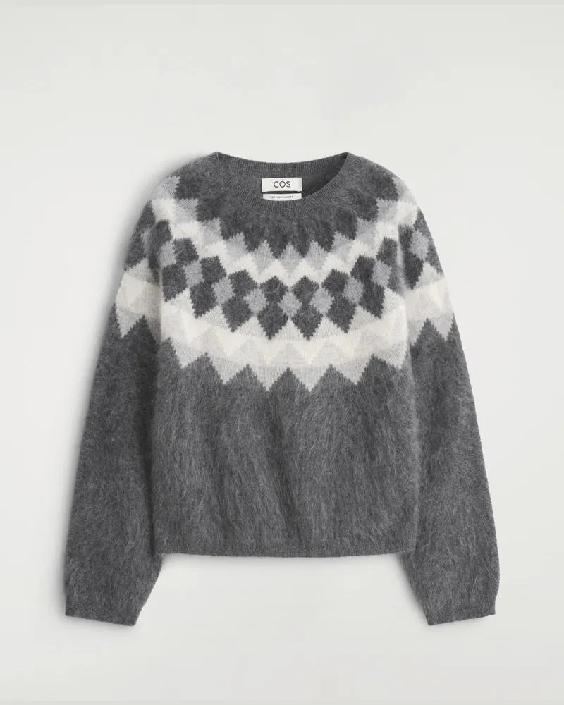 COS Kaschmirpullover Mit Fair-Isle-Muster Grau