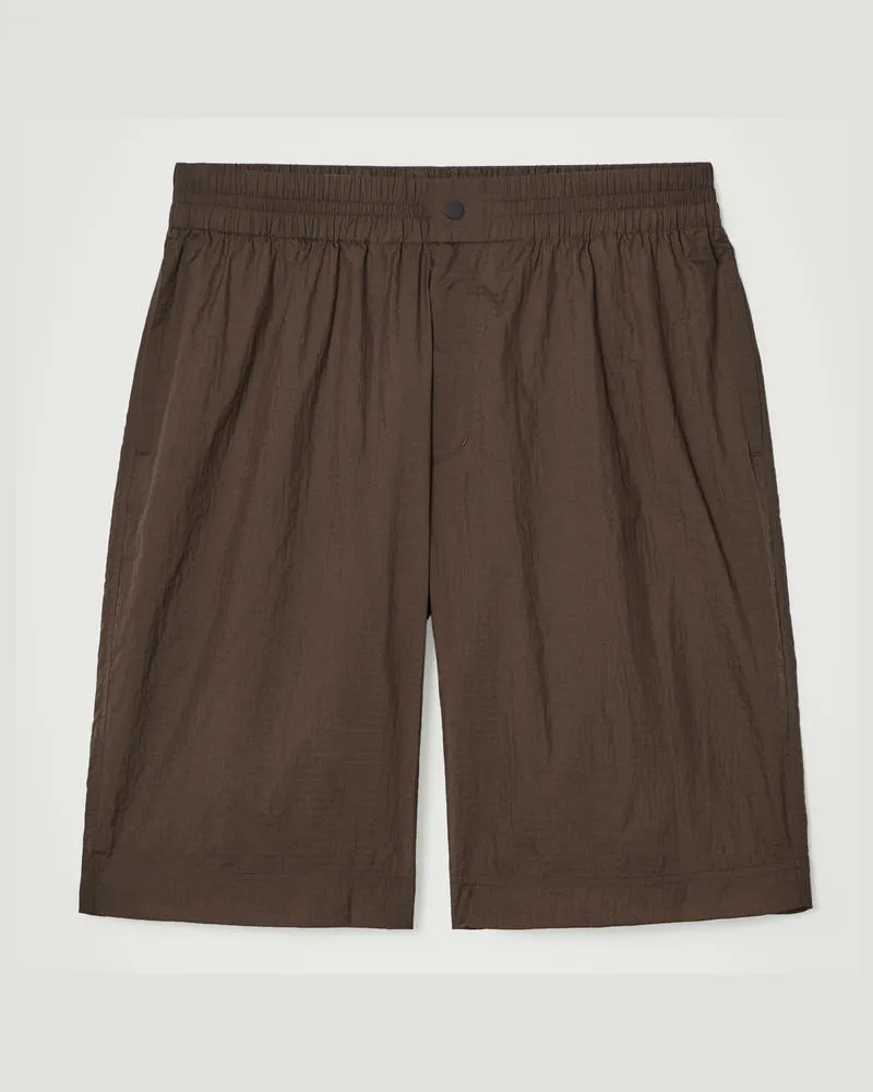 COS Voluminöse Nylon-Ripstop-Shorts Braun