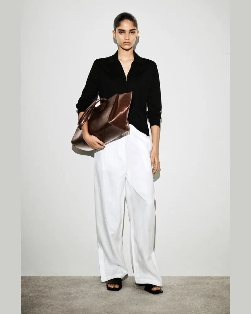 COS Leinenhose Mit Barrel-Bein Und Elastischem Bund Weiß