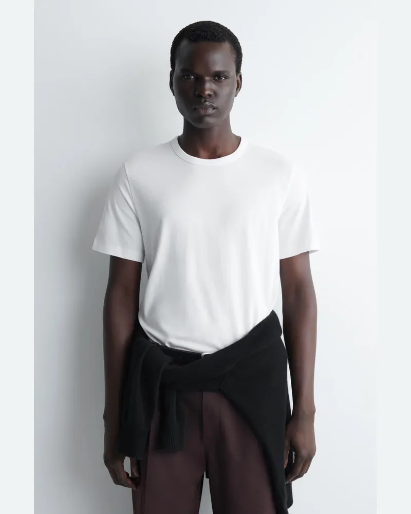 COS T-Shirt Aus Gebürsteter Baumwolle Weiß