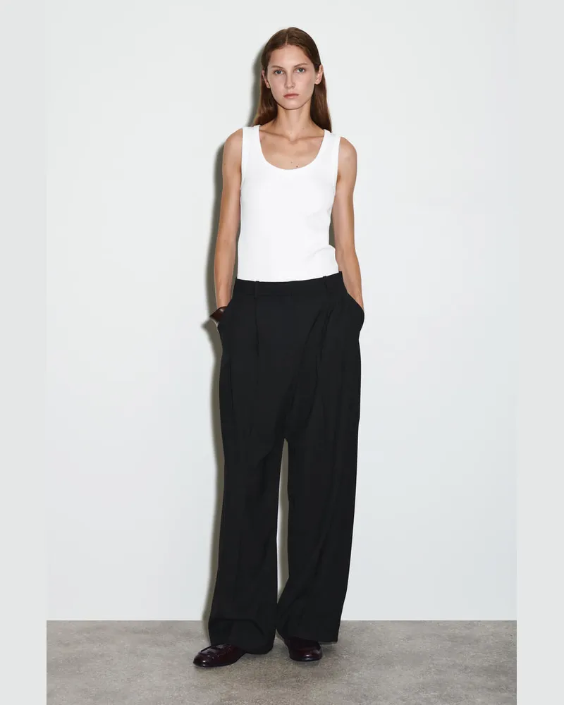 COS Lockere Hose Aus Twill Mit Weitem Bein Schwarz