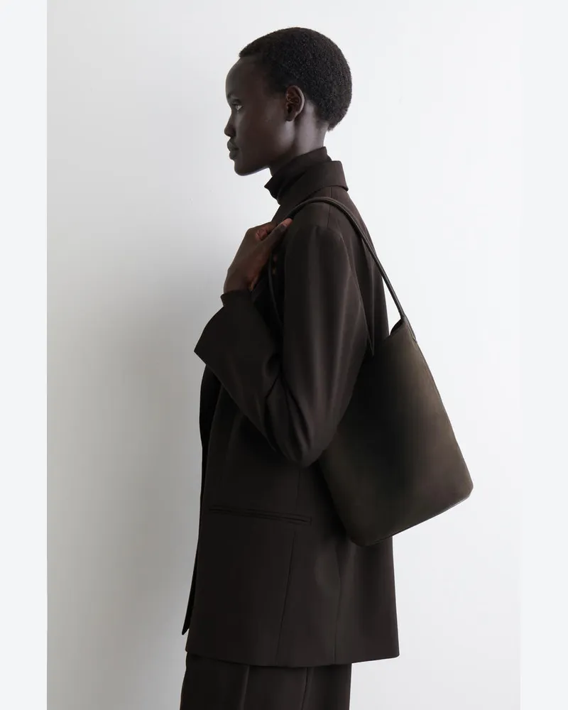 COS Paradigm Mini Tote Bag - Veloursleder Braun