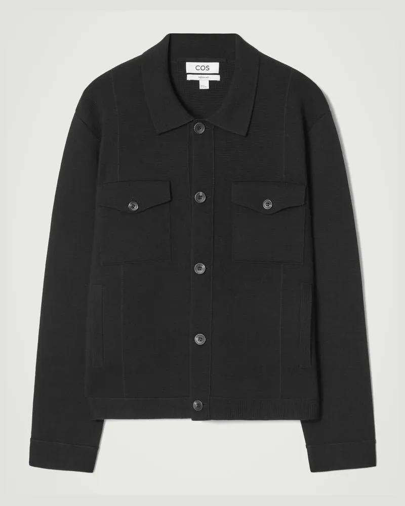 COS Trucker-Wolljacke Aus Feinstrick Schwarz